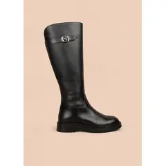 COSMOS - Bota en cuero color negro con diseño clásico y cierre lateral 105964