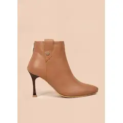 COSMOS - Botín en cuero clásico color miel con tacón en puntilla 105906