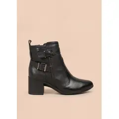 COSMOS - Botines en cuero color negro con correas 105707