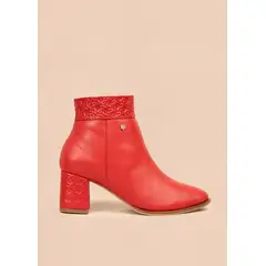 COSMOS - Botines en cuero color rojo con textura 105715