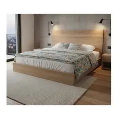GENERICO - Cama Trevi Queen 194cm x 164cm En Laminado Roble