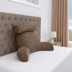 HOGARETO - Cojín TV Ergonómico con Apoyabrazos y Cabecero - Cafe