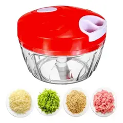 GENERICO - Picador Manual De Verduras 500ml Con Cuchillas De Acero Procesador De Alimentos