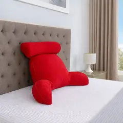 HOGARETO - Cojín TV Ergonómico con Apoyabrazos y Cabecero - Rojo