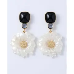 ZYRAL - Aretes Negro - Blanco Nacarado con dorado Mujer Marca ZARC03-125