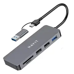 UGREEN - Adptador Hub Tipo-C Con 4 Puertos, 4XUSB 3.0XUSB, Color Gris