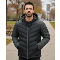 ABC JACKETS - Chaqueta Acolchada Hombre Invierno Con Capota Estilo Urbano Moderno