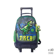 TOTTO - Morral Mochila Escolar Ruedas Digisaurio M Azul Niño