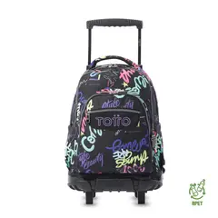 TOTTO - Morral Mochila Escolar Ruedas Renglon L Negro Niña