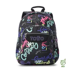 TOTTO - Morral Mochila Porta Pc 14'' Acuarela L Negro Niña