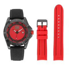 YESS - Reloj Rojo Negro Para Dama Pulso Adicional Ref 2528-05