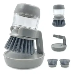 GENERICO - Cepillo De Limpieza Con Dispensador De Jabón y Soporte Cocina y Platos 13x8 cm