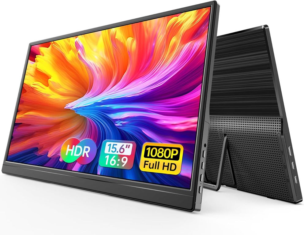 WGK Monitor portátil de 15.6 pulgadas 1080P FHD Display de viaje