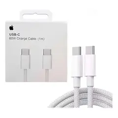 APPLE - Cable de Carga Rápida USB-C a USB-C para iPhone 15 / 16 - 60W, Trenzado de Alta Resistencia, 1 Metro