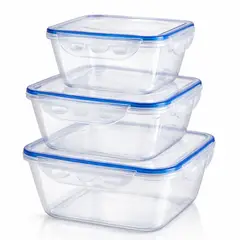 BUFFER FLASK - Set 3 Contenedores Herméticos Multiusos Recipientes Plásticos Con Tapa Kit de Almacenamiento #1 2 3