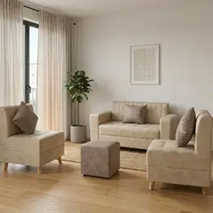 GENERICO - Sala Denver modular 5 puestos combo sofá + 2 sillas auxiliares en tela antifluidos y pet friendly