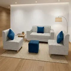 GENERICO - Sala Denver modular 5 puestos combo sofá + 2 sillas auxiliares en tela antifluidos y pet friendly