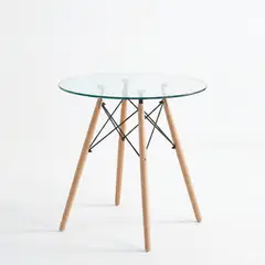 ENTRE NOS HOME - MESA REDONDA 80 CM TAPA DE VIDRIO TRANSPARENTE