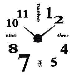 DECOR - Reloj de pared 3D grande 100cm x 100cm números en ingles