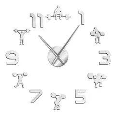 DECOR - Reloj de pared 3D grande 100cm x 100cm Números Gimnasio