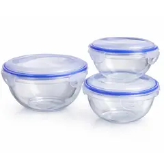 BUFFER FLASK - Set x3 Contenedores Herméticos Redondos Con Tapa Diferentes Tamaños Para Almacenamiento De Alimentos