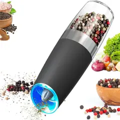 GENERICO - Molinillo Eléctrico Para Sal y Pimienta Con Sensor De Gravedad y Luz LED Molinillo De Especias