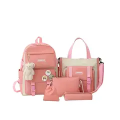 GENERICO - Combo Morral Maleta Aesthetic 5 Piezas Escolar Kawaii