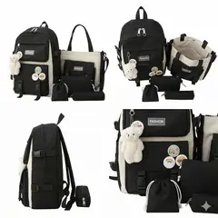 GENERICO - Combo Morral Maleta Aesthetic 5 Piezas Escolar Kawaii