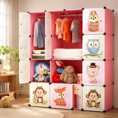GENERICO - Armario Organizador Infantil Modular 12 Cubos Extra Grande con Colgador