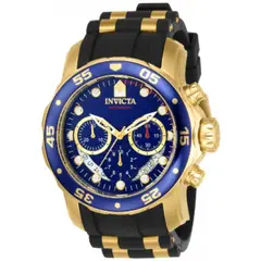 INVICTA - Reloj SCUBA Hombre negro con dorado con dial azul y cronografo