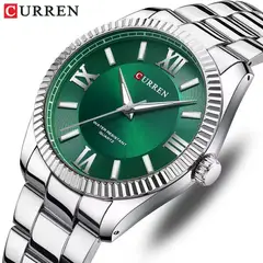 CURREN - RELOJ ORIGINAL ACERO ANALOGO M8453 PLATEADO FONDO VERDE