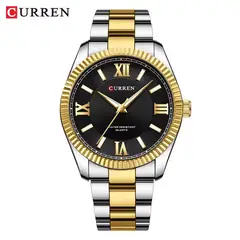 CURREN - RELOJ ORIGINAL ACERO ANALOGO M8453 BICOLOR FONDO NEGRO