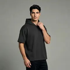 SYK - Camiseta Con Capota Oversize Para Hombre Negro