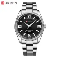 CURREN - RELOJ ORIGINAL ACERO ANALOGO M8453 PLATEADO FONDO NEGRO