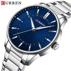CURREN - RELOJ ORIGINAL ACERO ANALOGO M8430 PLATEADO FONDO AZUL