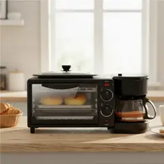 SOKANY - Máquina Desayuno 3 En 1 Cafetera Mini Horno Parrilla