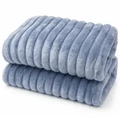 SIRENITAS - Cobija térmica Gruesa Cama Sencilla Semi Doble Queen King Acanalada Gris Cobalto