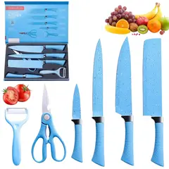 SKY - Kit De Cuchillos De Cocina x6 Piezas Ergonómicos Azul En Acero Inoxidable