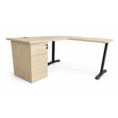 GENERICO - ESCRITORIO EN L CON CAJONERA DE MADERA INCLUYE CERRADURA TIPO TAMPRA