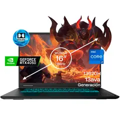 GIGABYTE - Portátil Gamer A16 Intel Core i7 13620H RAM 8GB SSD 2TB RTX 4050 6GB 165Hz