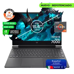 HP - Portátil Gamer Victus AMD Ryzen 7 RAM 16GB SSD 4TB RTX 3050 6GB 144Hz