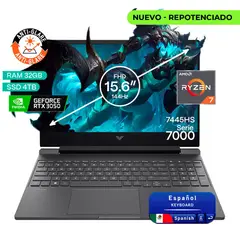 HP - Portátil Gamer Victus AMD Ryzen 7 RAM 32GB SSD 4TB RTX 3050 6GB 144Hz