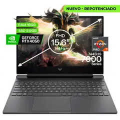 HP - Portátil Gamer Victus AMD Ryzen 7 16GB512GB RTX 4050 6GB