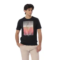 TOTTO - Camiseta Estampada Cuello Redondo Primen Negro Hombre
