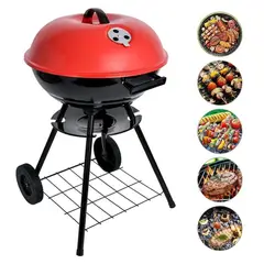 GENERICO - BBQ Portátil con Tapa Roja y Diseño Funcional para Exteriores