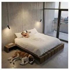 GENERICO - Cama Marg Queen 210cm x 180cm En Roble Natural