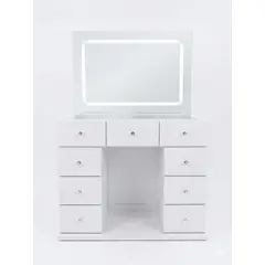 GENERICO - TOCADOR MAQUILLADOR HOLLYWOS CON ESPEJO LED 9 CAJONES