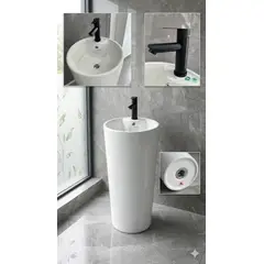 GENERICO - LAVAMANOS DE PEDESTAL TUBULAR NO INCLUYE GRIFERÍA