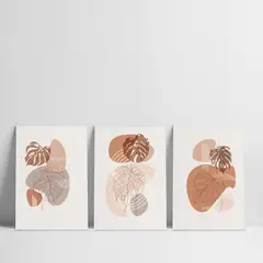 GAMA DIGITAL - Cuadros decorativos Triptico Abstract Leaves 30x40