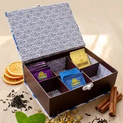 GENERICO - Caja de té 24X16X7 cm con 6 divisiones